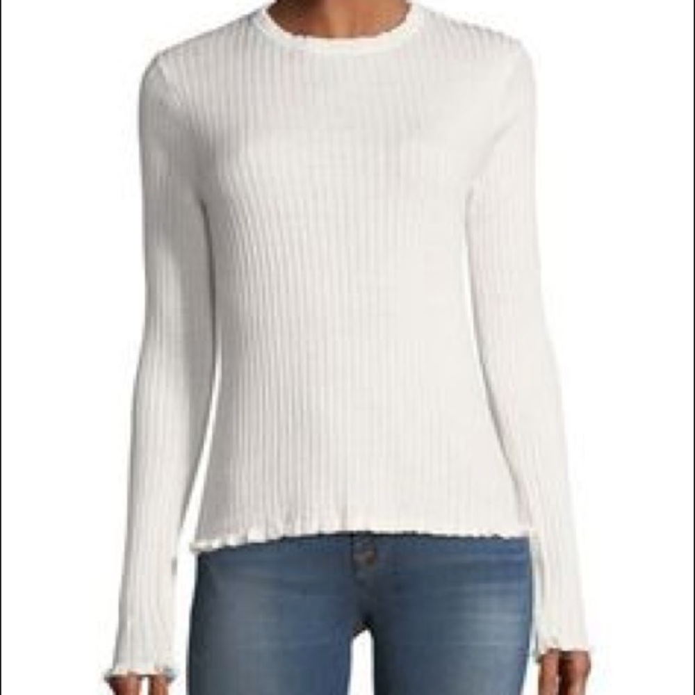 John + Jenn cream long sleeve ruffle top.